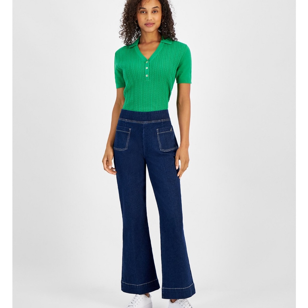 NWT Náutica Blue Flared Pull On Stretch Jeans Size 14
